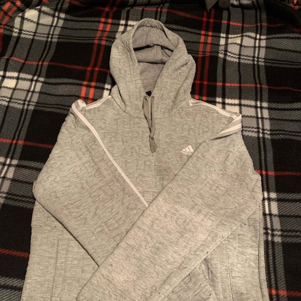Adidas Gray Hoodie With Outdented Logos